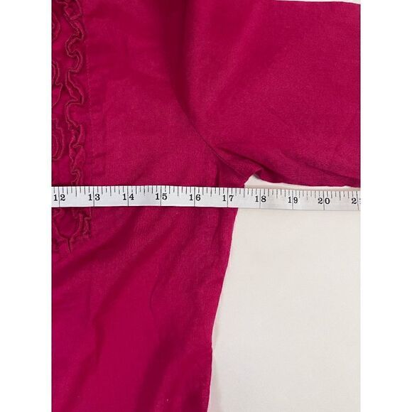 Express Design Studio Womens Long Sleeve Ruffled Dress Shirt Dark Pink Sz S 100% - Picture 3 of 9